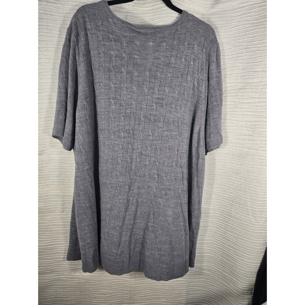 White Stag Shirt Top Womens 30W/32 Gray Cable Knit V Neck Short Sleeve Plus Soft - Picture 6 of 16